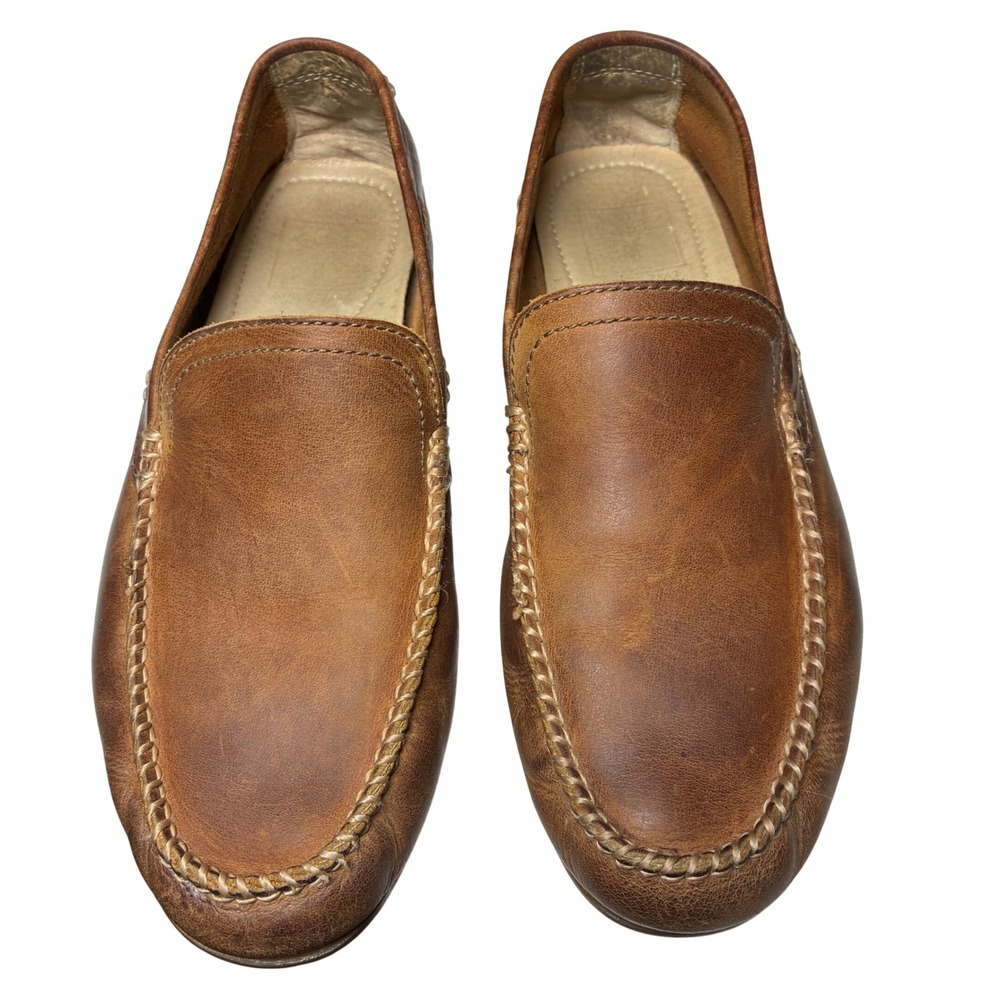 Frye Lewis Venetian Loafers Mens 8 Tan Leather Whipstitch Driving Shoes
